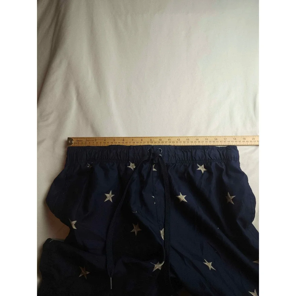 Faded Glory Mens Navy Blue Star Print Swim Trunks Board Shorts Large 36-38